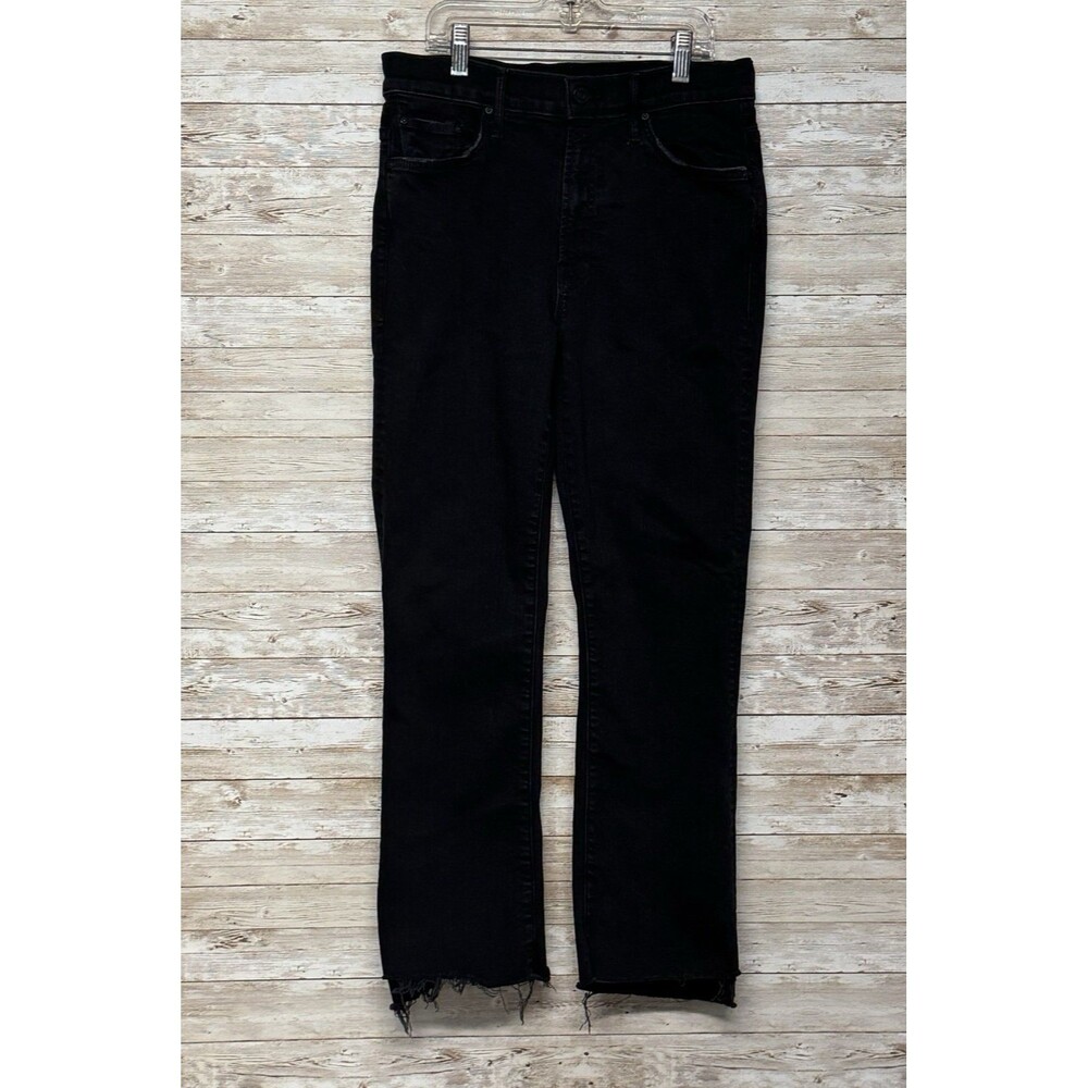 Mother The Insider Crop Step Fray Jeans in Not Guilty Black Mid Rise Size 29x24